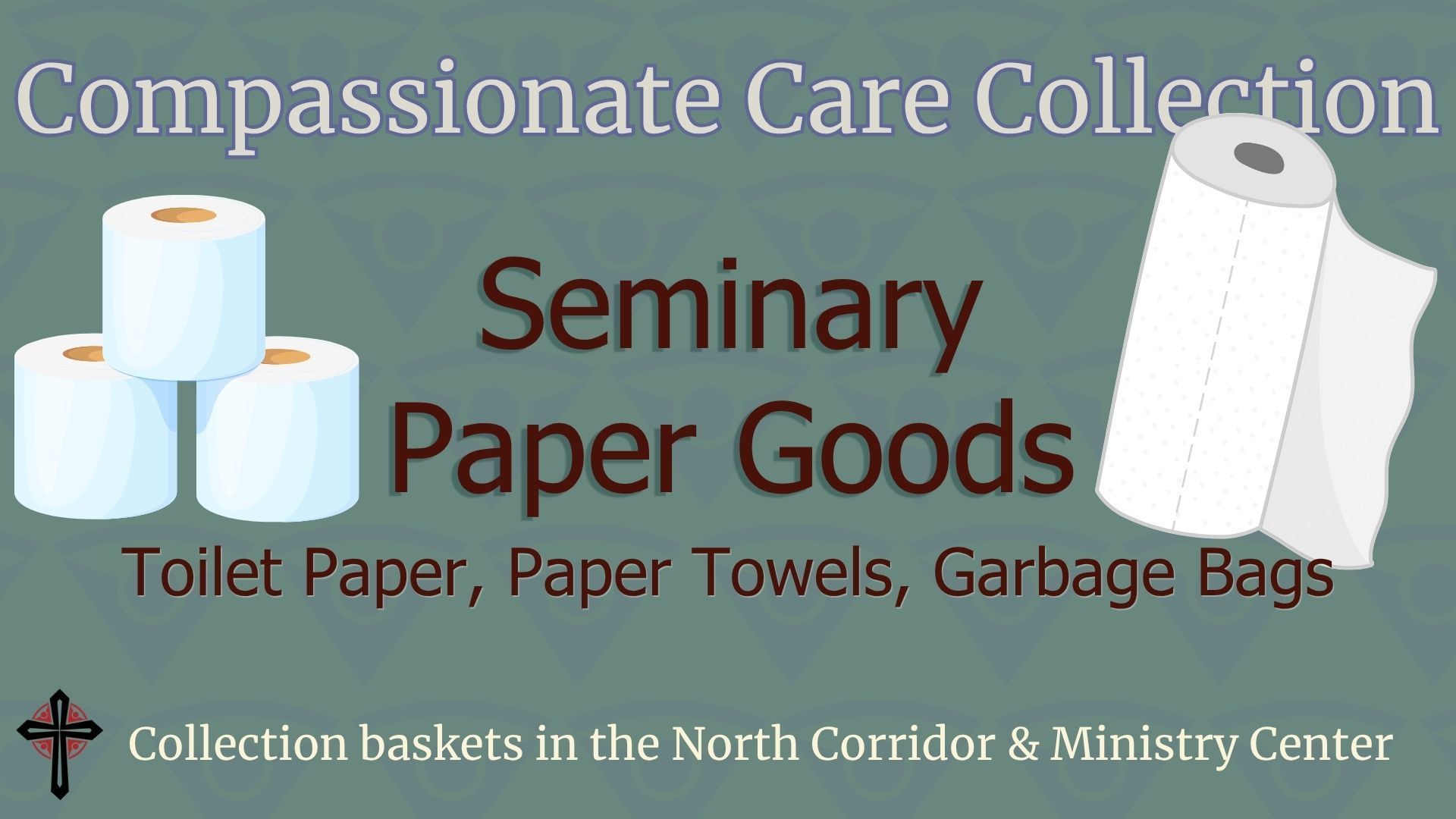 Advertisement: Sponsor Bibles & Hymnals for resource shelves. Sign up at Ministry Center.