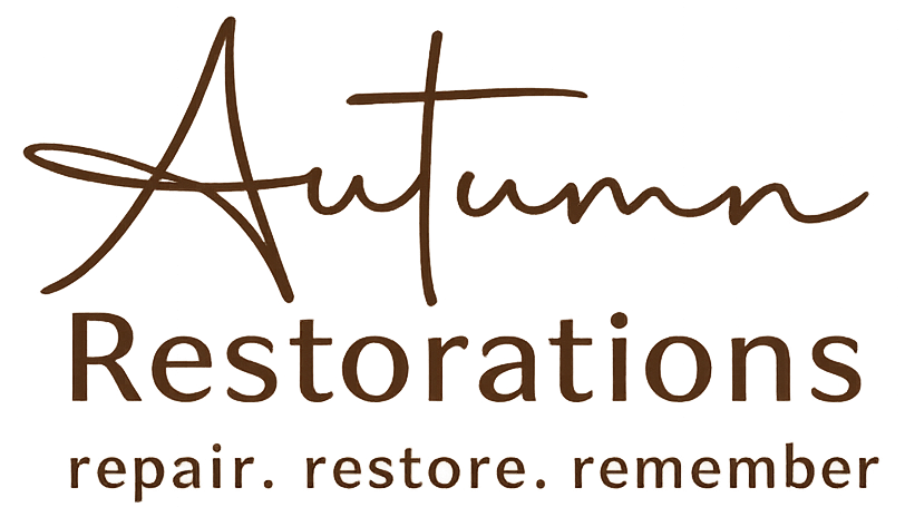 Autumn Restorations logo in brown script font: "Autumn" above "Restorations", with "repair. restore. remember" below.
