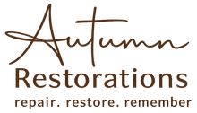 Autumn Restorations logo in brown script font: "Autumn" above "Restorations", with "repair. restore. remember" below.