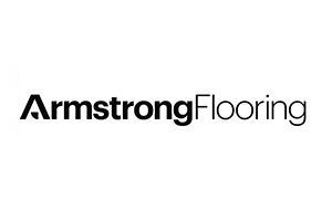 The armstrong flooring logo is black and white on a white background.