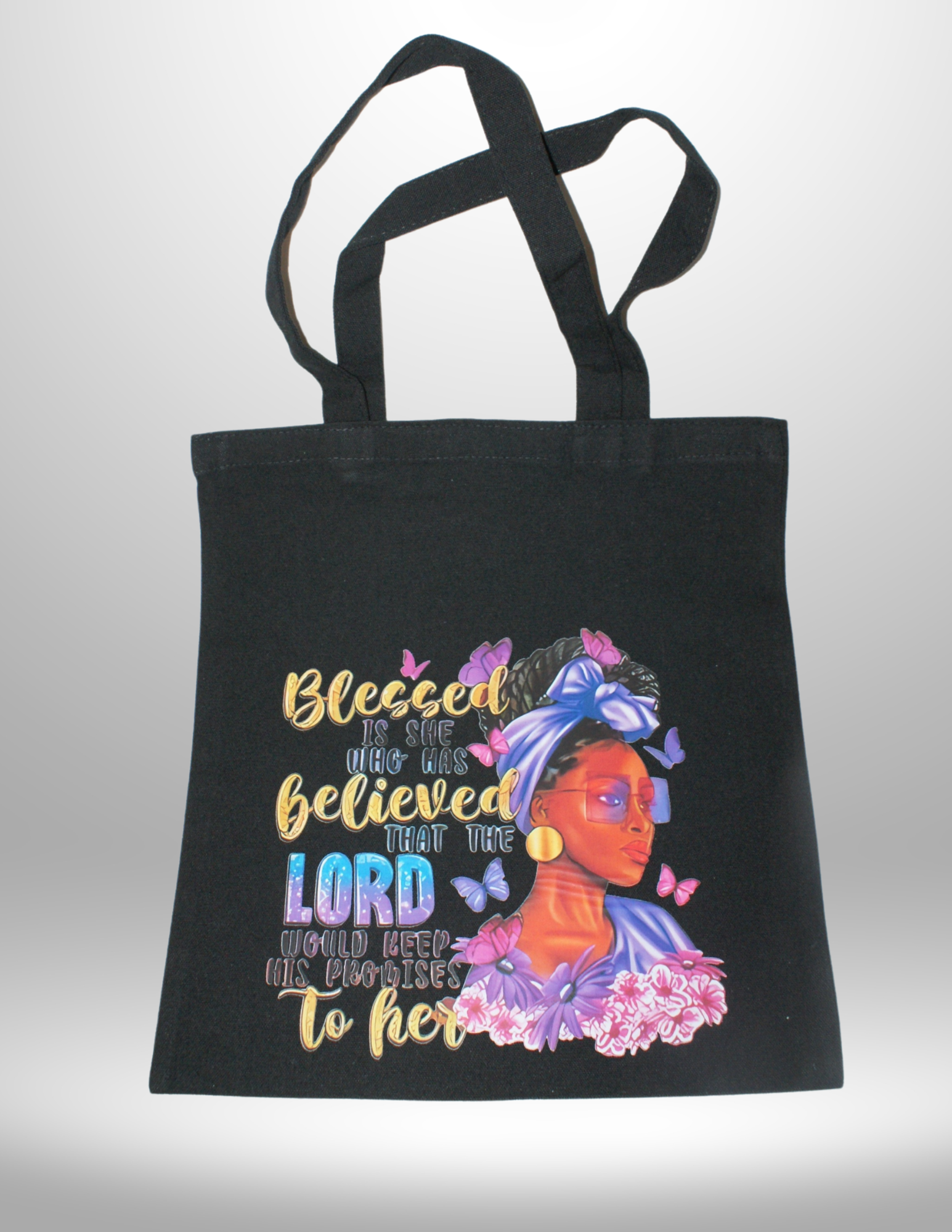 Canvas Tote Bag-Black Blessed and Believe