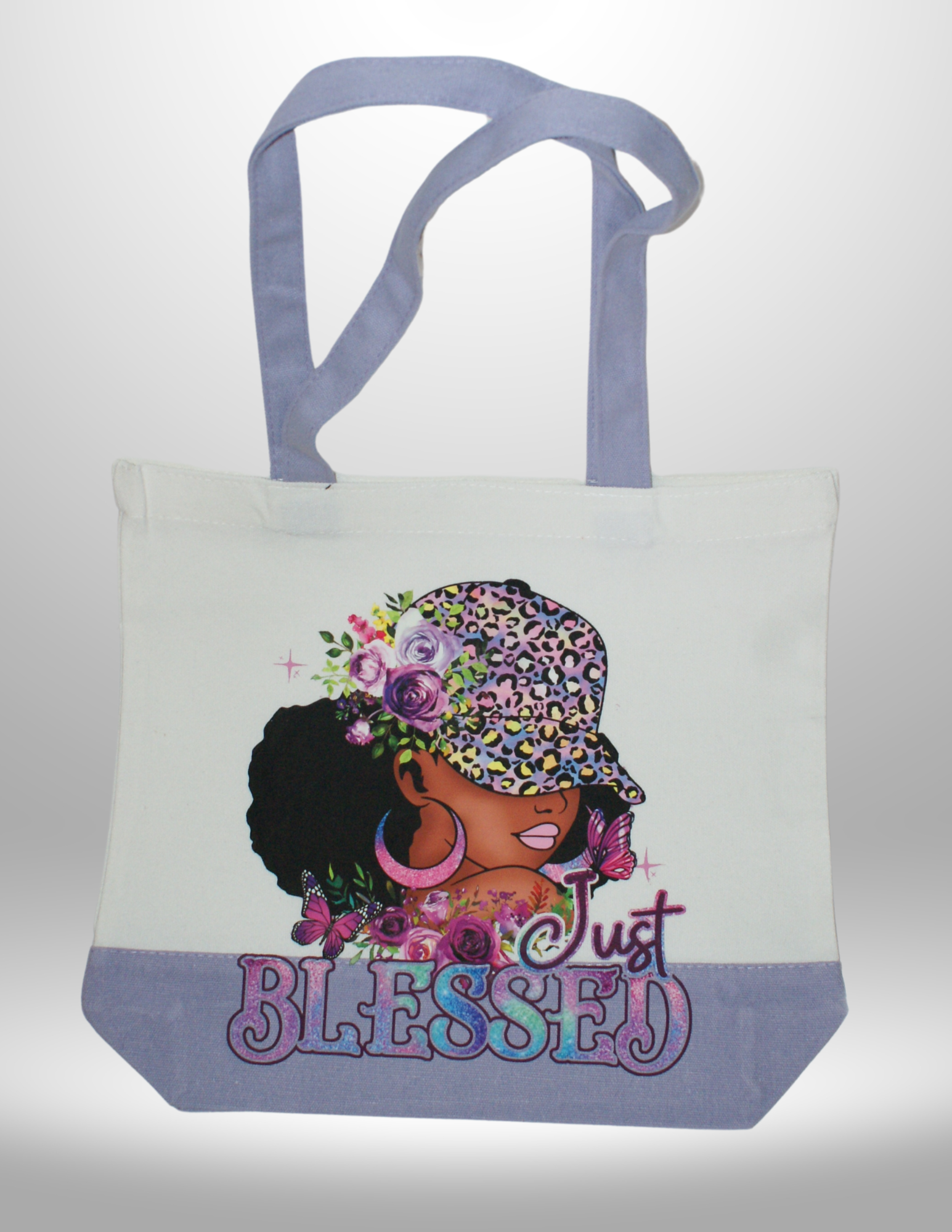 Canvas Tote Bag-Grey Blessed