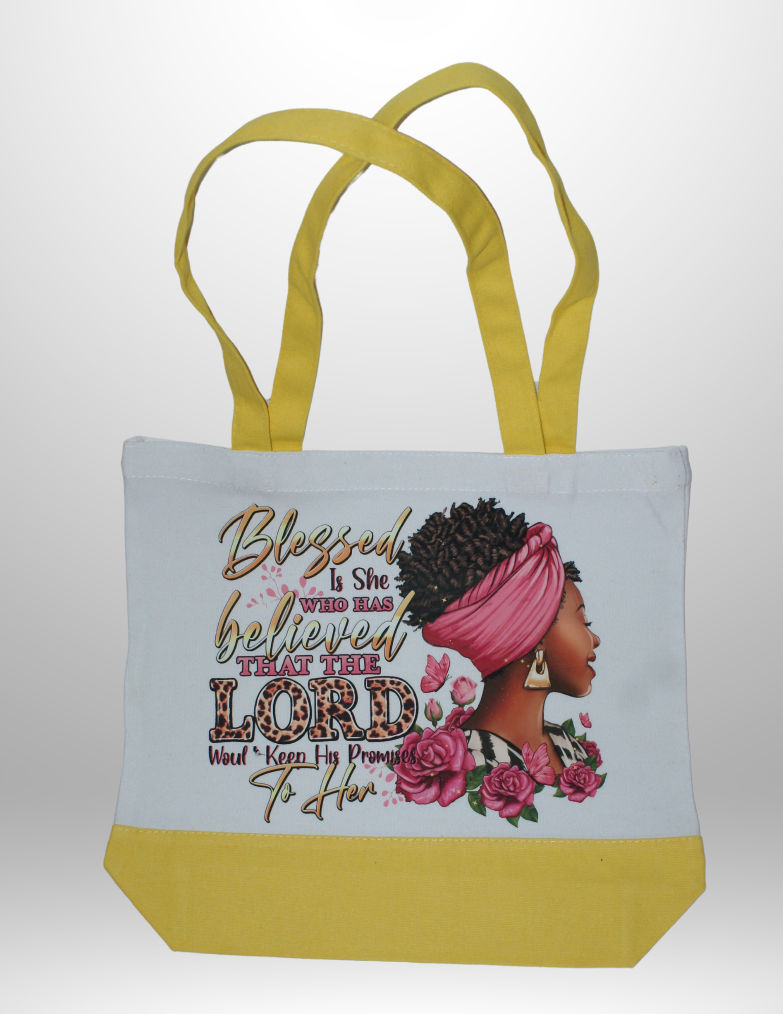 Canvas Tote Bag-Yellow Blessed