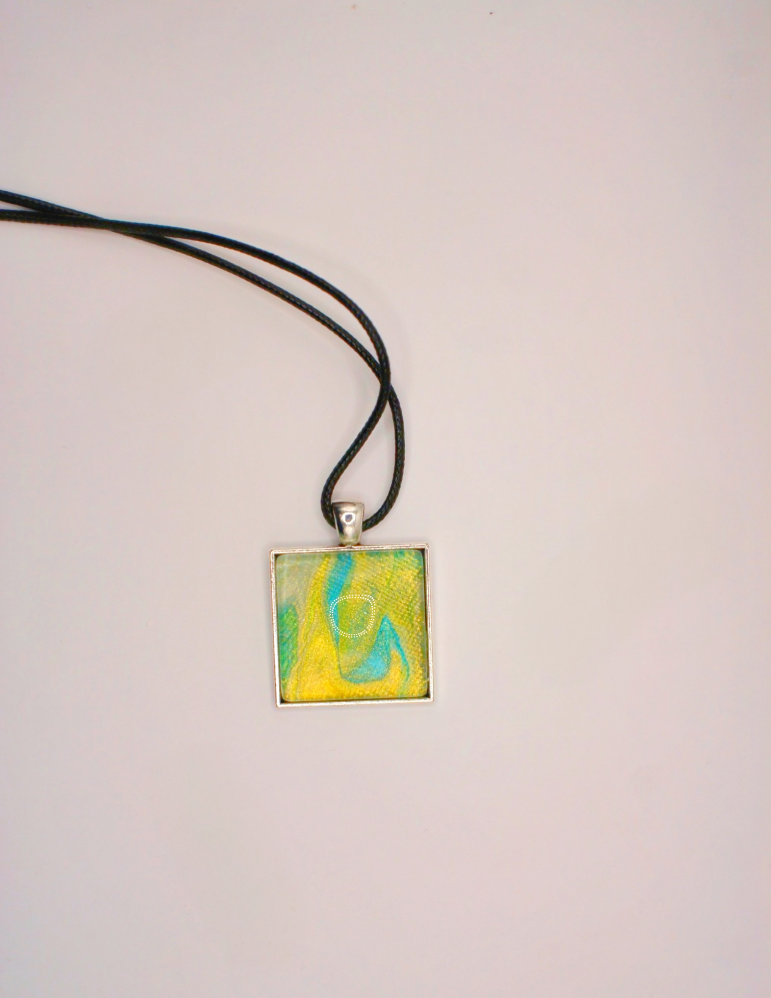 Gold and Blue Square Pendant