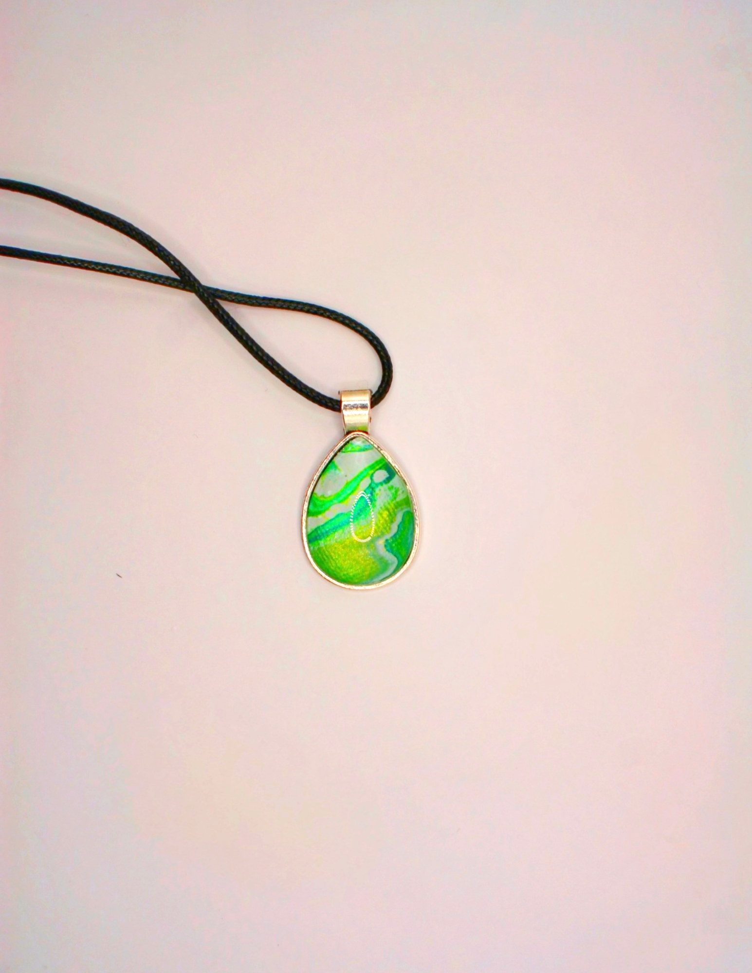 Gold, Blue, and Green Teardrop Pendant