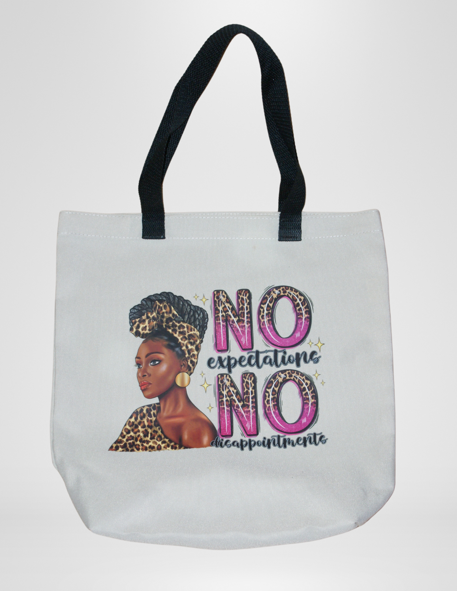 Canvas Tote Bag-Beige-No Expectations, No Dissapointments