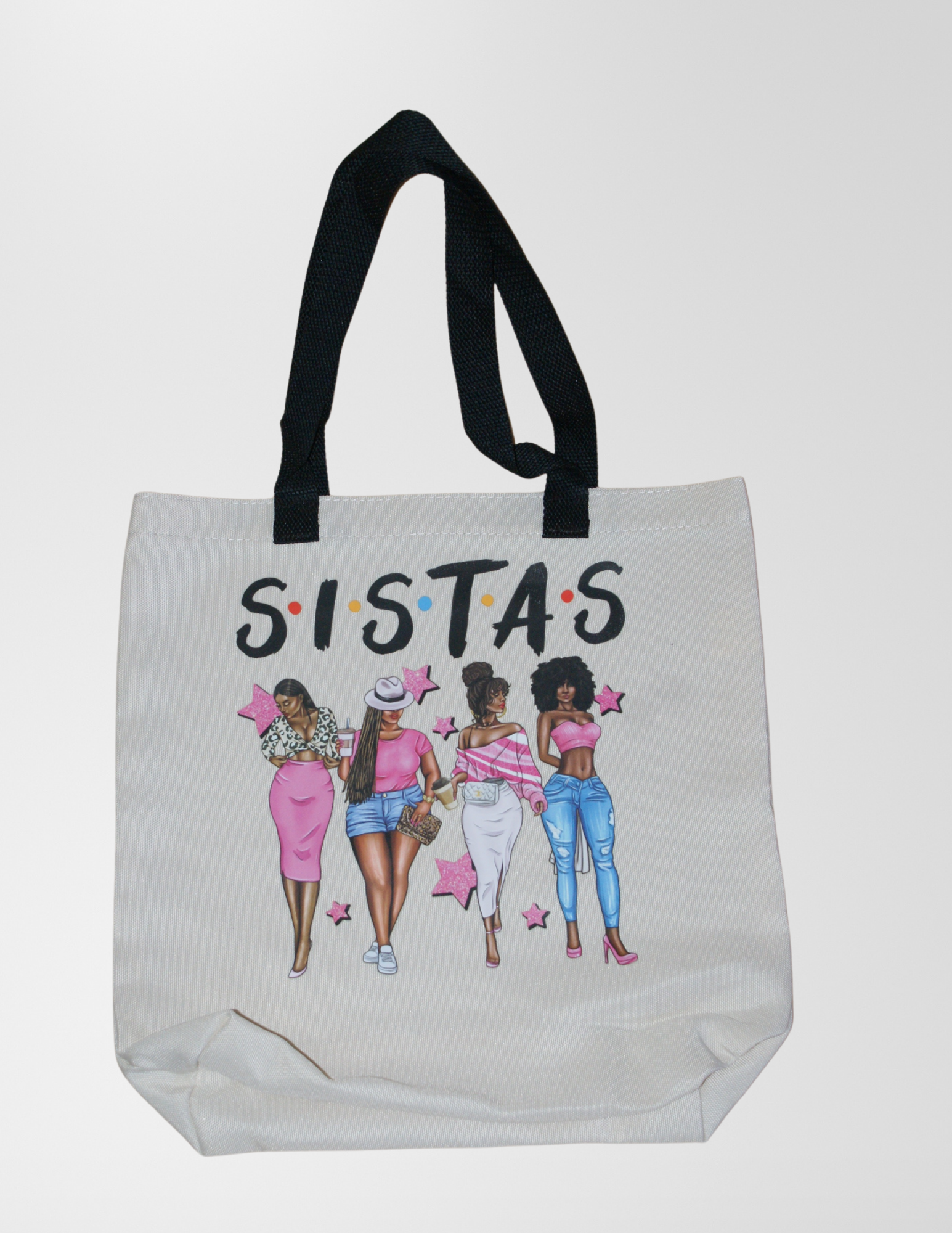 Canvas Tote Bag-Black Straps Sistas