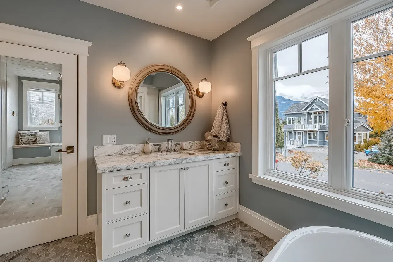 Full bathroom renovation services in Vancouver include demolition, design, permits, plumbing, electrical, tiling, flooring, vanities, and final finishing. Our design-build contractors manage every stage with precision. Serving all Vancouver areas, including Killarney, Champlain Heights, and Kensington-Cedar Cottage. A complete transformation tailored to your style and needs.
A Vancouver bathroom renovation with luxury fixtures, quartz shelving, and oversized tiles. LED illumination enhances the modern feel. Completed by professional remodel specialists.
A Vancouver bathroom remodel showcasing custom niche shelving, polished tiles, and updated plumbing. Frameless glass adds contemporary refinement. Installed by licensed renovation pros.
A Vancouver bathroom renovation featuring ceramic floors, heated tiles, and smart LED mirrors. Chrome hardware ties the aesthetic together. Completed by elite renovation teams.
A Vancouver bathroom remodel with slab shower walls, recessed vanity lighting, and stone counters. Frameless mirrors brighten and expand the design. Installed by experienced bathroom remodelers.
A Vancouver bathroom makeover featuring porcelain floors, floating vanity drawers, and bright LED lighting. Stone-patterned walls elevate design quality. Completed by aggressive Metro Vancouver contractors.
A Vancouver bathroom renovation with matte tile finishes, modern faucet upgrades, and backlit mirrors. Frameless shower enclosures bring clean contemporary style. Installed by certified bathroom experts.
A Vancouver bathroom remodel showcasing heated flooring, stone-look tiles, and polished metal hardware. LED vanity lighting improves daily functionality. Completed by trusted renovation professionals.
A Vancouver bathroom renovation featuring quartz slab counters, frameless mirrors, and high-efficiency fixtures. Ceramic tiles reinforce modern durability. Installed by elite Lower Mainland contractors.
A Vancouver bathroom remodel with floating cabinets, porcelain flooring, and rainfall shower installation. LED accents drive a crisp, modern aesthetic. Completed by aggressive renovation crews.
A Vancouver bathroom renovation showcasing slab tile walls, upgraded plumbing systems, and frameless shower glass. Stone accents add organic appeal. Installed by certified remodeling professionals.
A Vancouver bathroom upgrade featuring tile floors, LED-integrated mirrors, and sleek faucet hardware. Minimalist design enhances usability. Completed by professional Metro Vancouver bathroom remodelers.