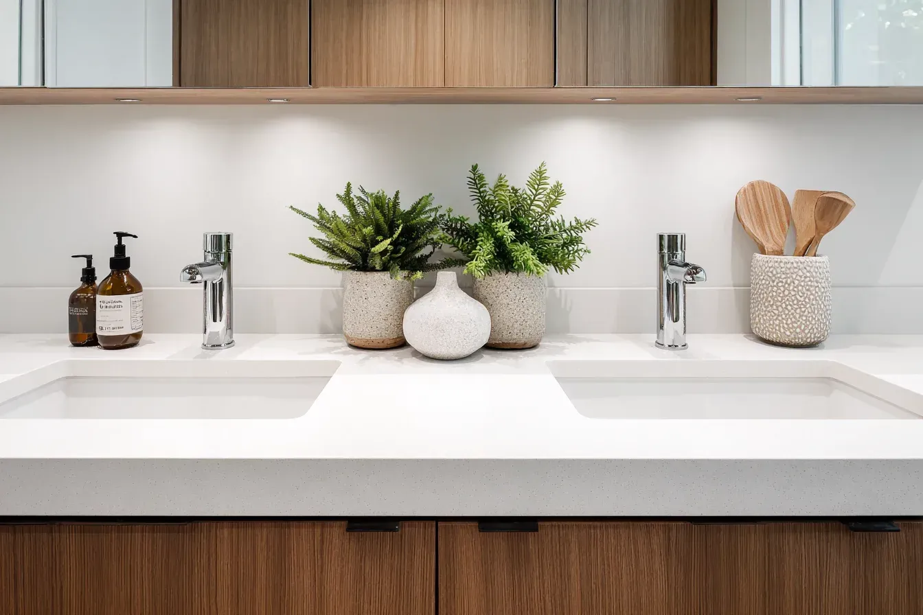 A Vancouver bathroom makeover showcasing ceramic floors, floating vanity systems, and rainfall shower fixtures. Backlit mirrors round out the luxury feel. Completed by skilled renovation professionals.
A Vancouver bathroom remodel featuring porcelain tile walls, integrated LED lighting, and brushed-gold faucet hardware. Frameless glass supports the modern minimalist aesthetic. Installed by certified remodel teams.