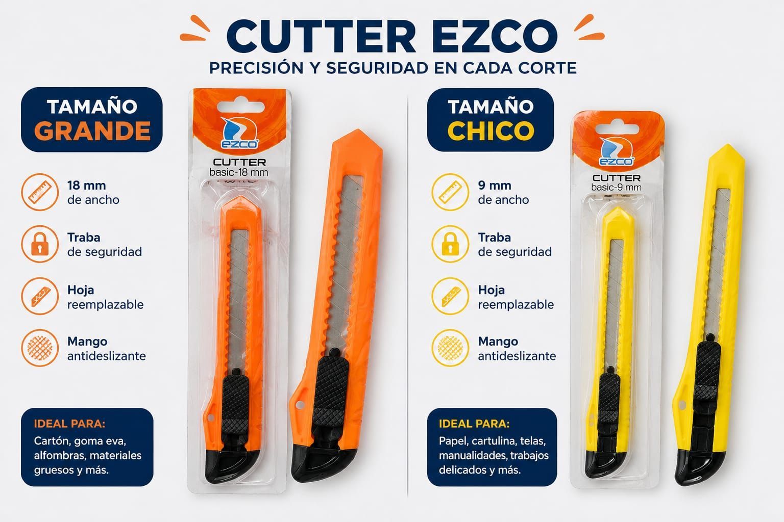 Cutter EZCO tamaño chico 9mm