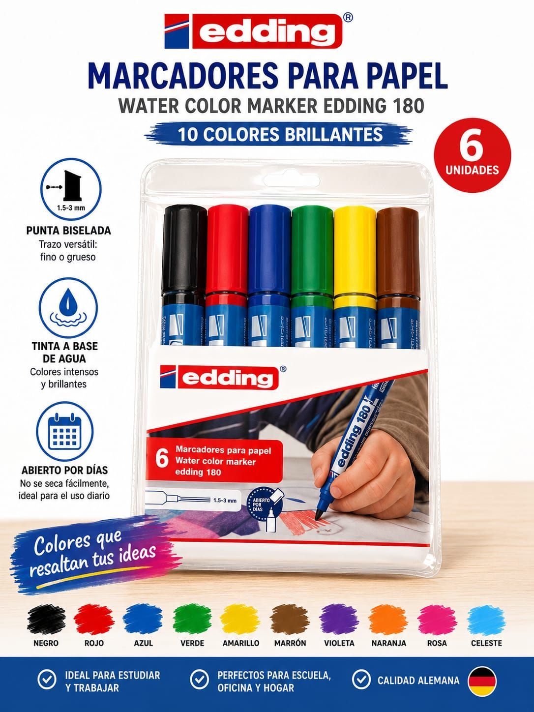 MARCADOR EDDING 180 X6 SURTIDO