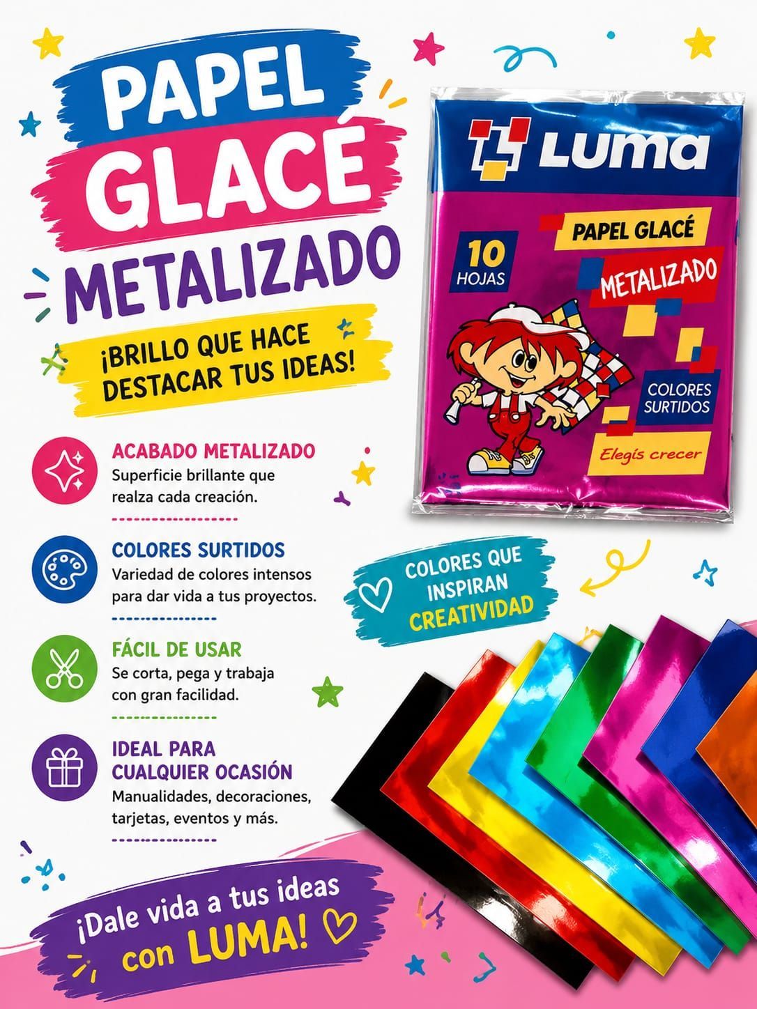 Papel Glace metalizado