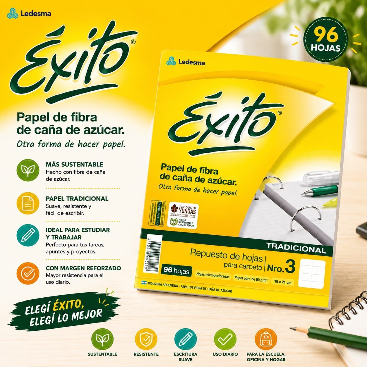Repuesto de Carpeta EXITO x96 hojas Rayado