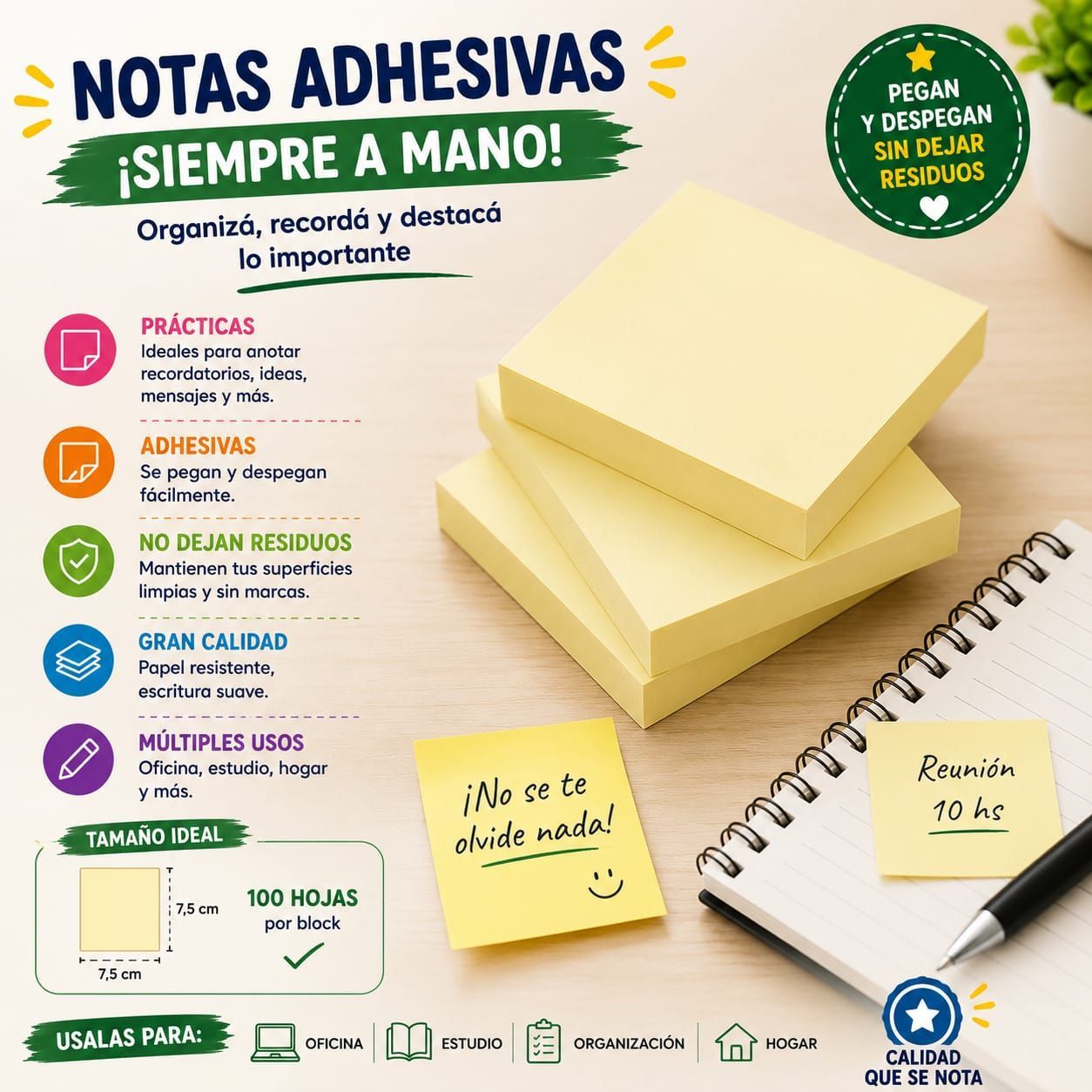 Nota Adhesivas Amarillas EZCO