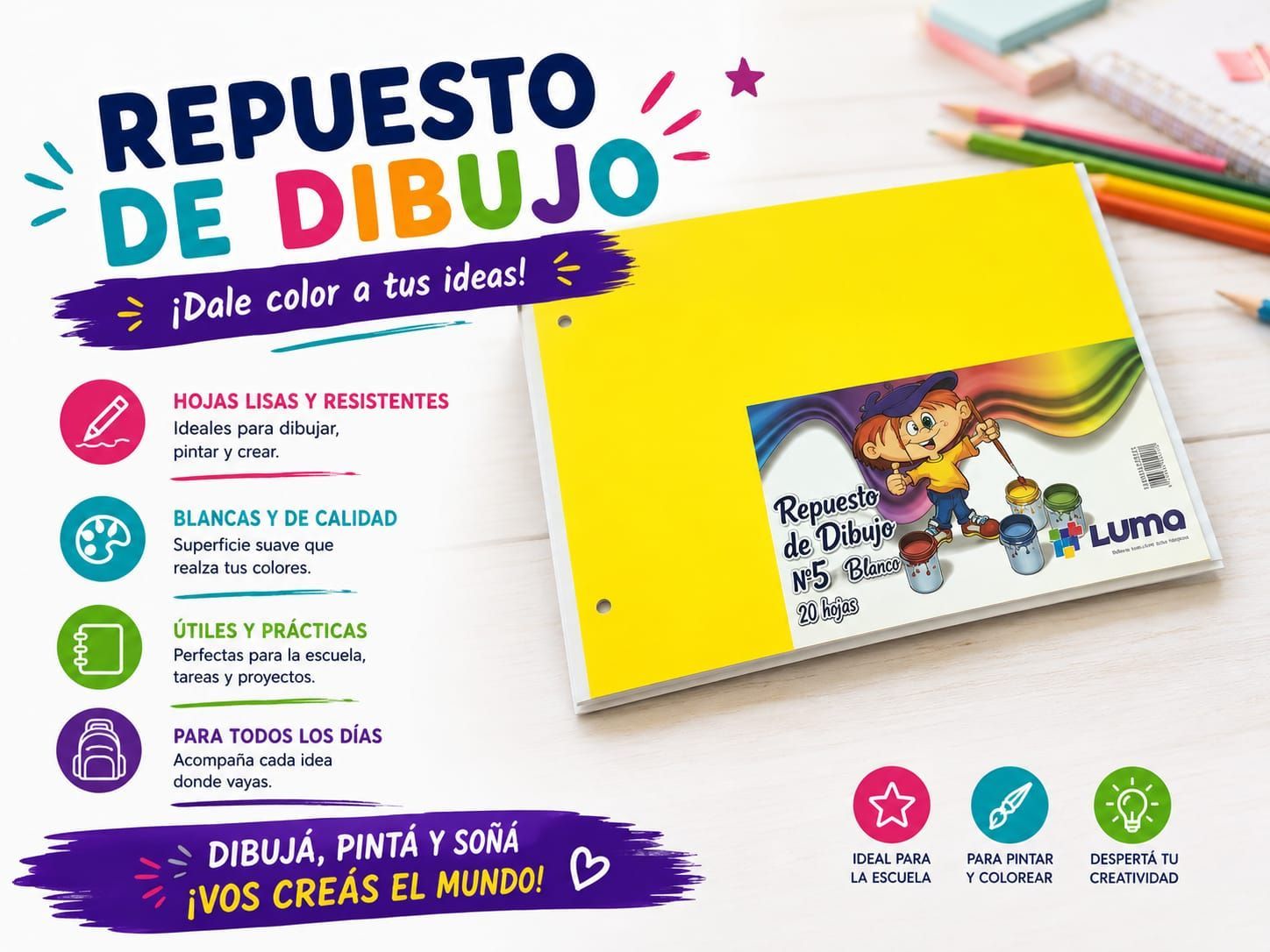 Repuesto Canson N°5 - Hojas de colores