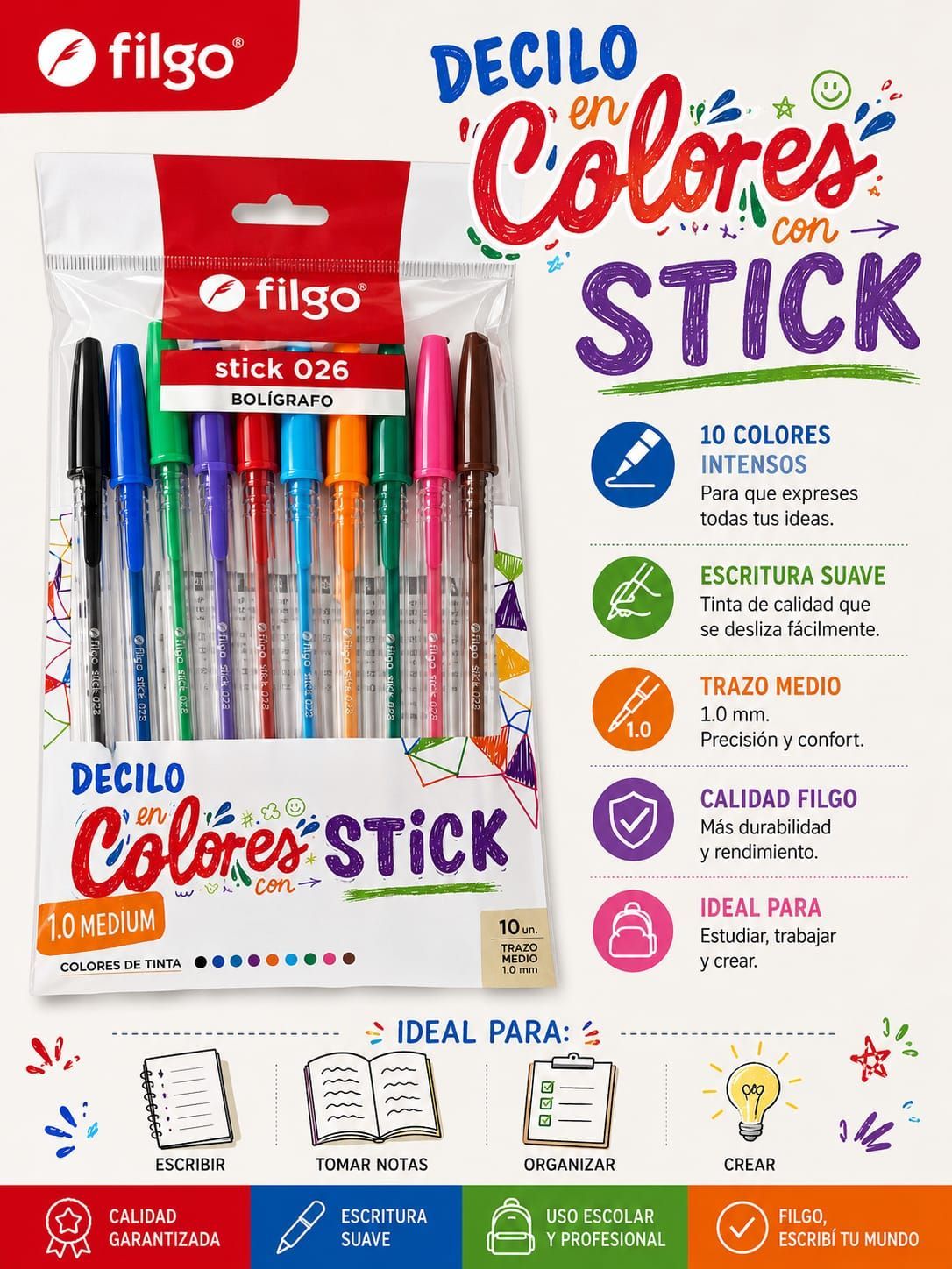 BOLÍGRAFO FILGO STICK X10