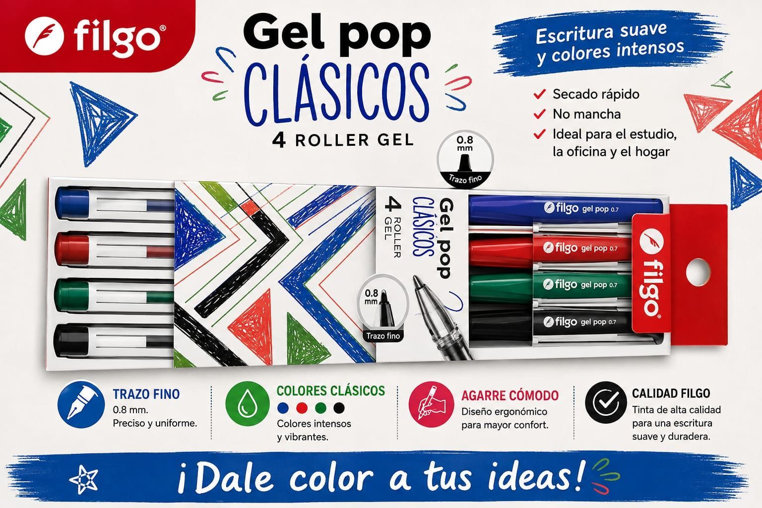 ROLLER GEL FILGO POP CLASICO X4