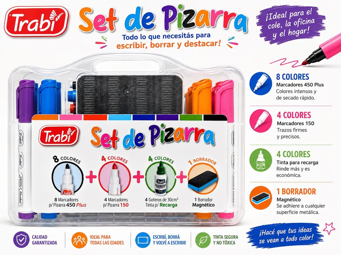 MARCADOR TRABI VALIJA SET P/PIZARRA