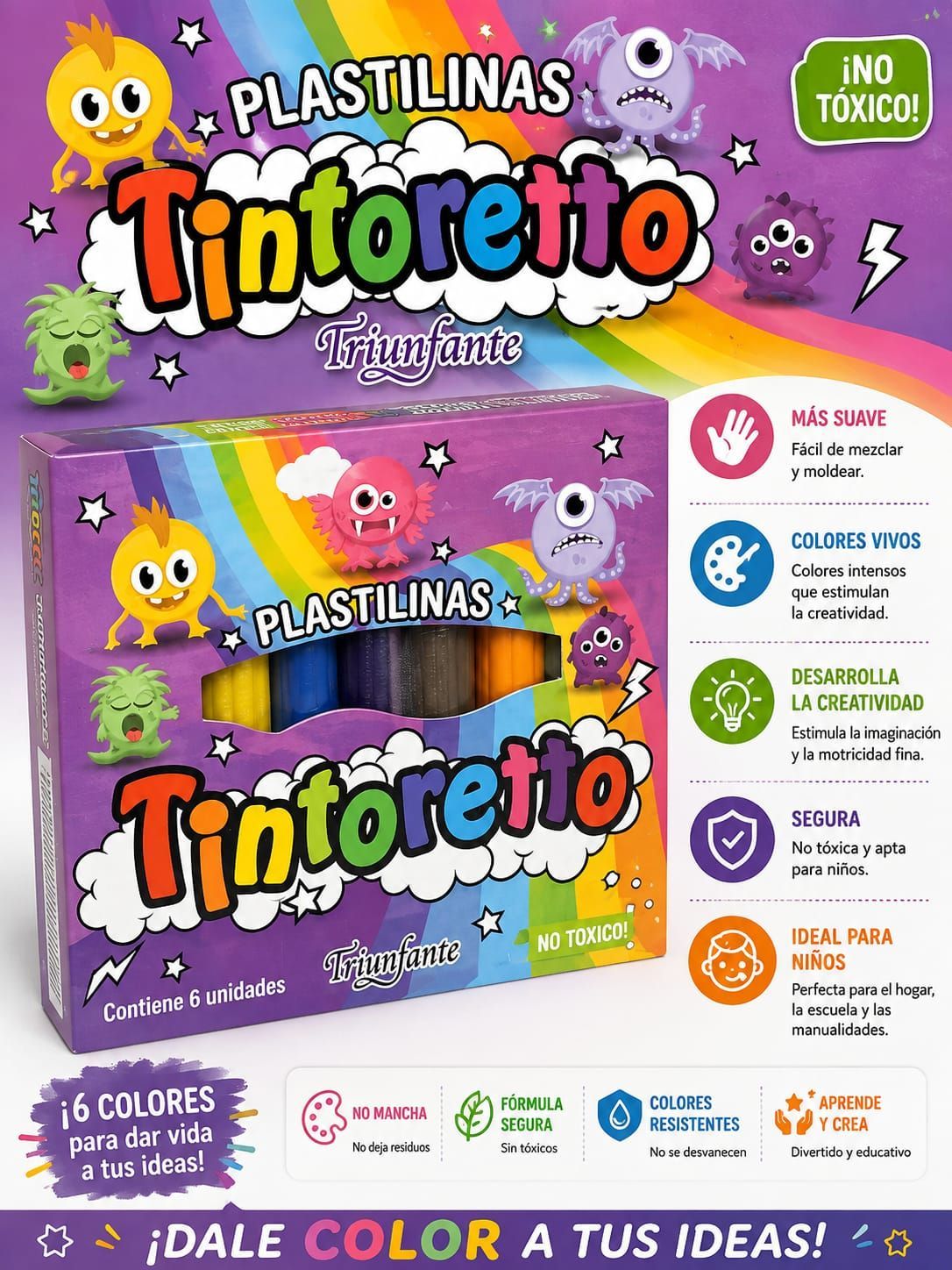 PLASTILINA TINTORETTO SURTIDA X10
