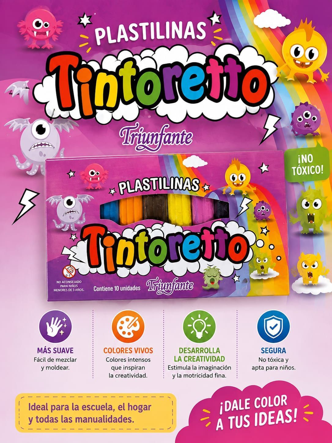 PLASTILINA TINTORETTO SURTIDA X6