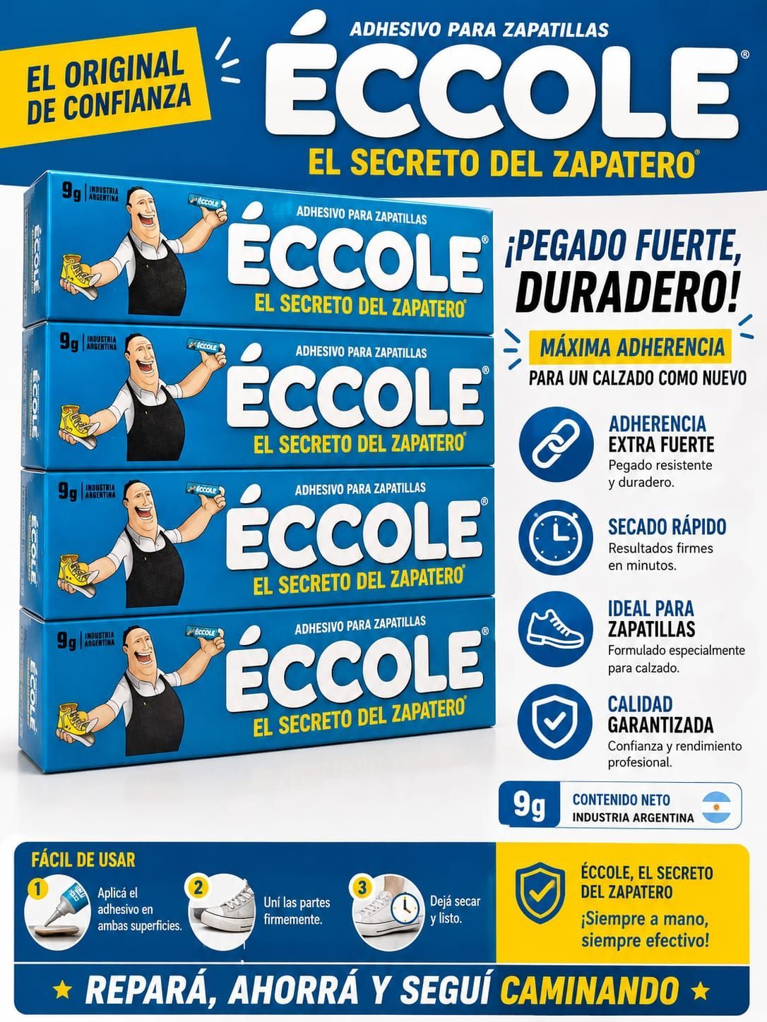 ADHESIVO ECCOLE P/ZAPATILLAS 9GRS.