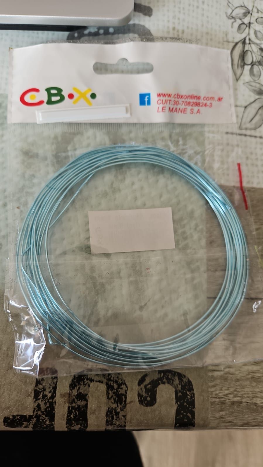 alambre aluminio 1mm celeste