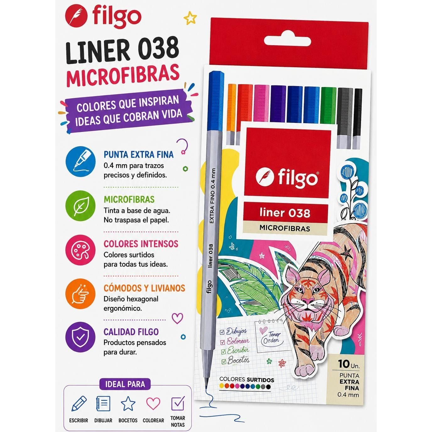 Microfibras Filgo 038 Liner x5 Fluo