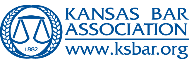 A logo for the kansas bar association with a justice scale