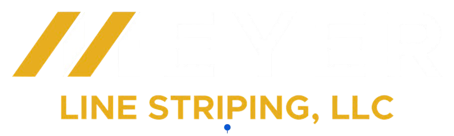 Yellow logo with stylized stripes and the text &ldquo;LINE STRIPING, LLC&rdquo; on a white background