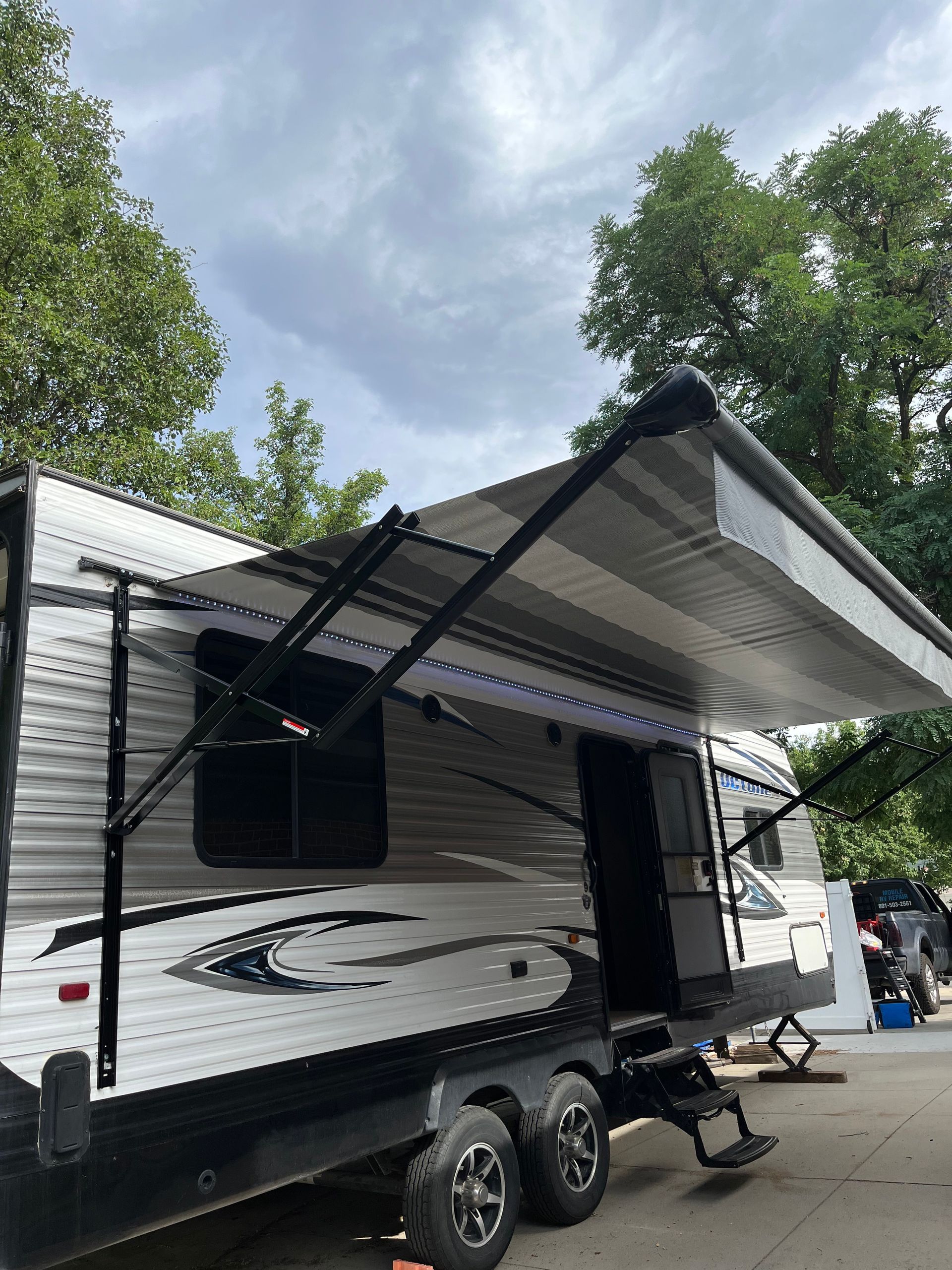 Awning and control arms