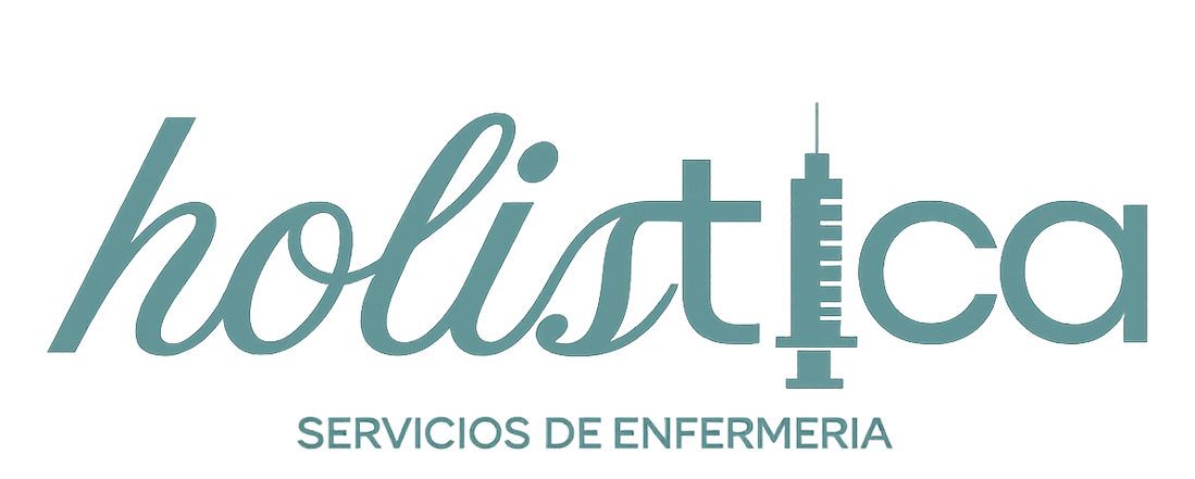 Logo de Holistica Servicios de Enfermería en tonos turquesa y gris.