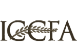 ICFA logo with stylized black serif letters and leaf-like design integrated into the text