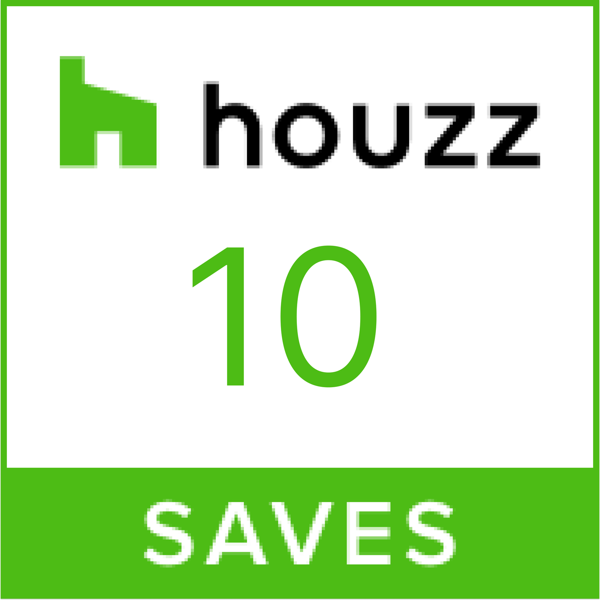 Houzz badge: green house icon,