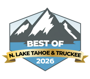 Best of N. Lake Tahoe & Truckee 2026 badge with mountain graphic in blue, gray, black and gold