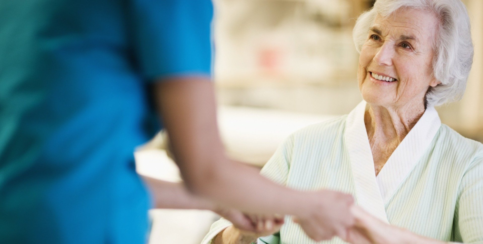 Senior woman being provided with elderly care
