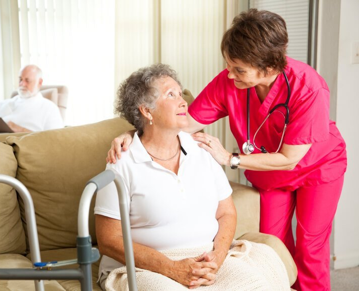 Elderly women being provided with senior care