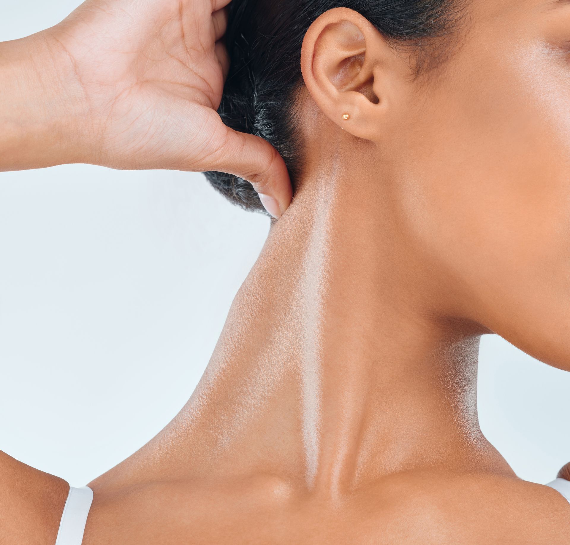 closeup of woman's jawline and neck