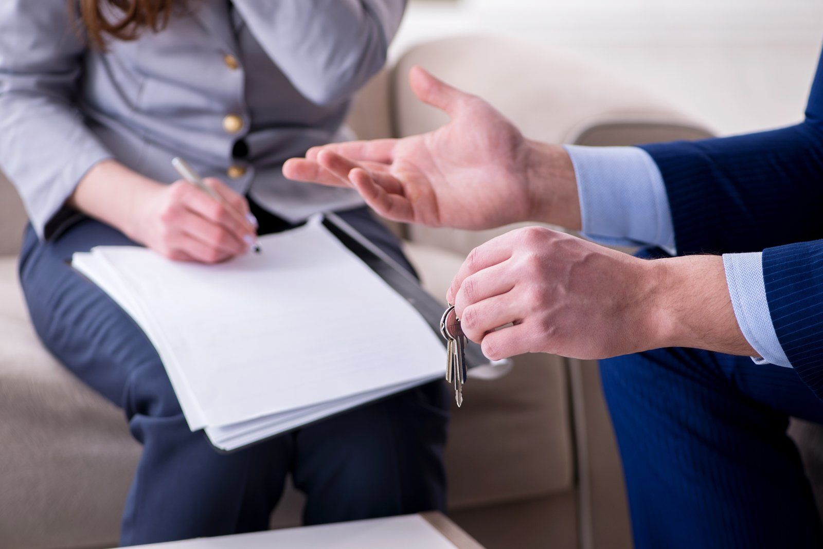 Finance broker showing customer Leisure Finance loan contract