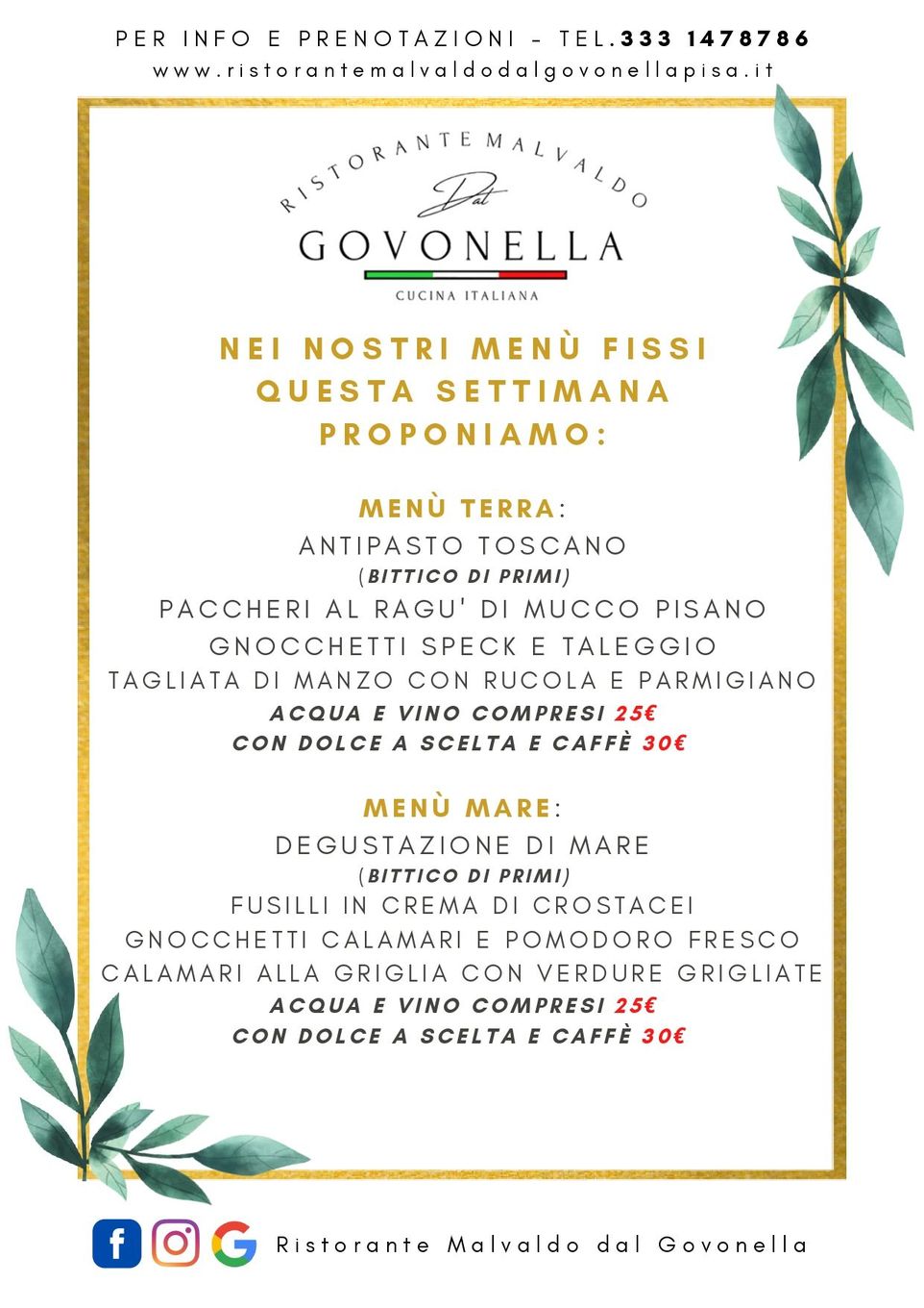 Menù speciale