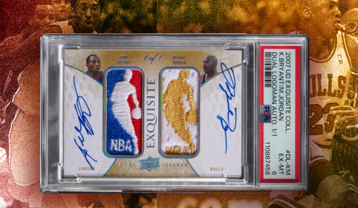 A graded basketball card with three patches and autographs of Scottie Pippen, Michael Jordan, and Dennis Rodman.