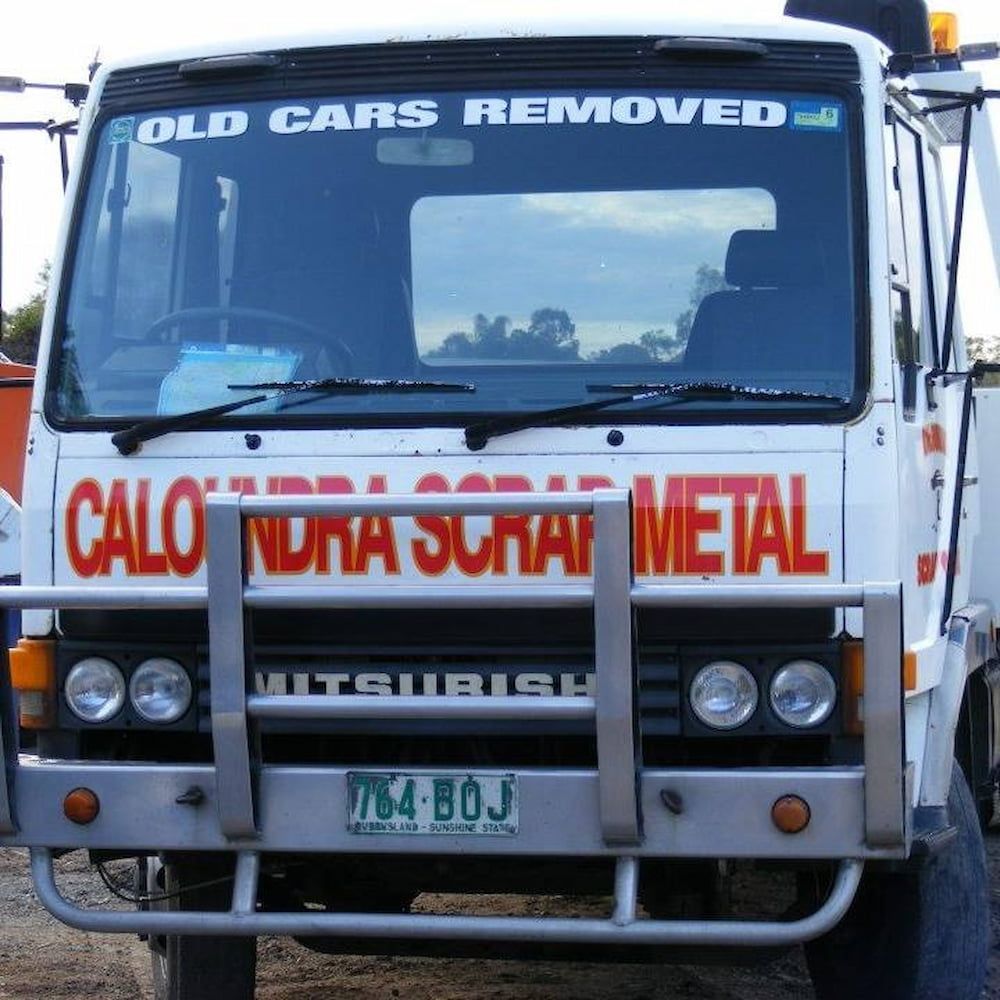 A White Truck That Says Old Cars Removed On It — Caloundra Scrap Metal in Landsborough, QLD