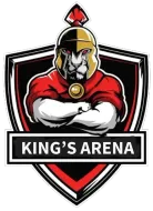 King's Arena logo: a muscular lion-like figure wearing a golden helmet a
