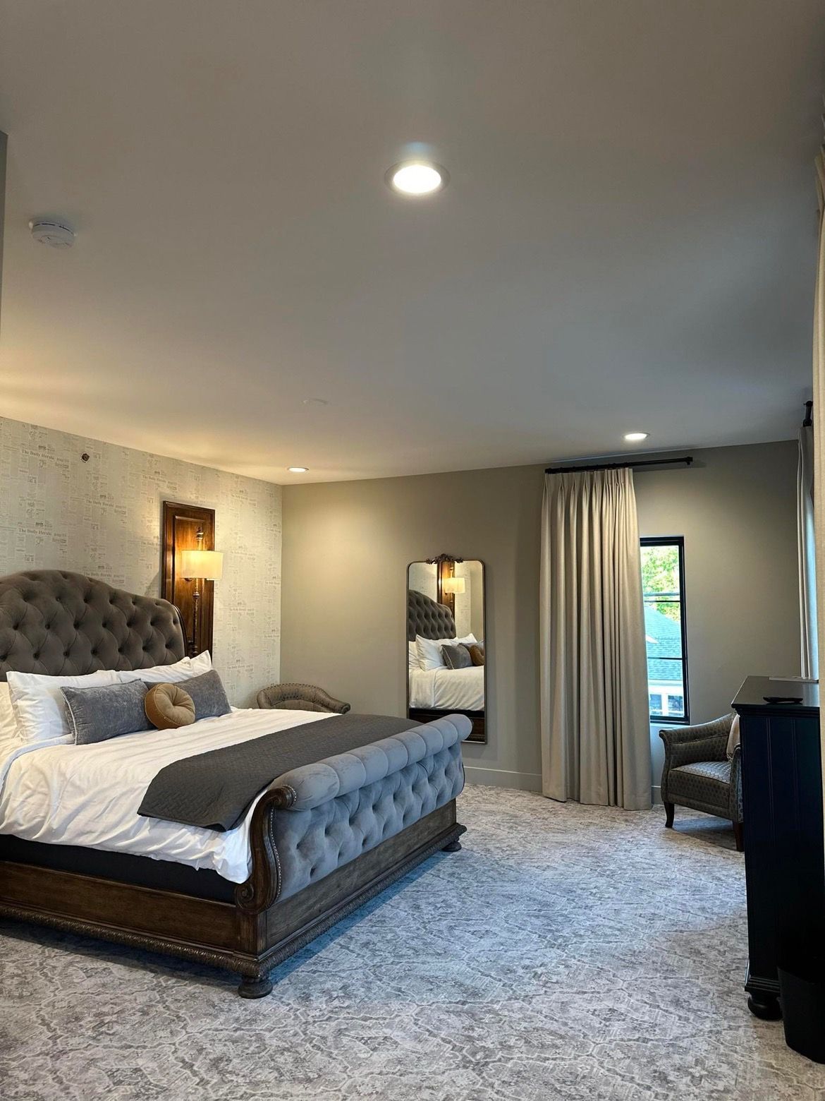King balcony Room 201 featuring large balcony and king bed.