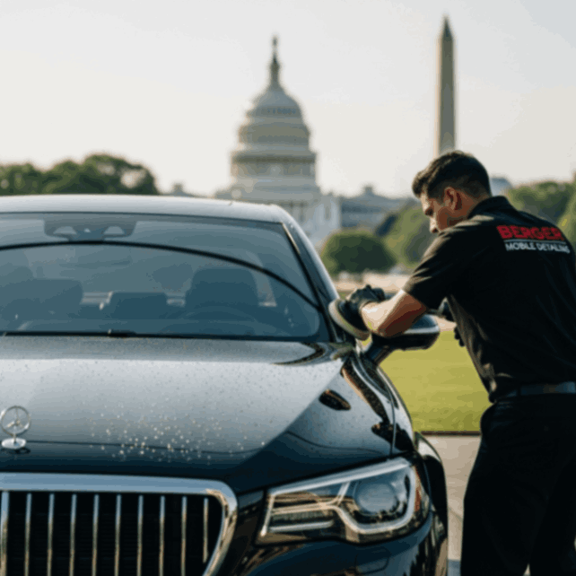 Mercedes-Benz vehicle receiving mobile detailing service in the NOVA and DMV area.
