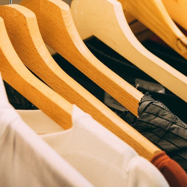 Clothes on hangers