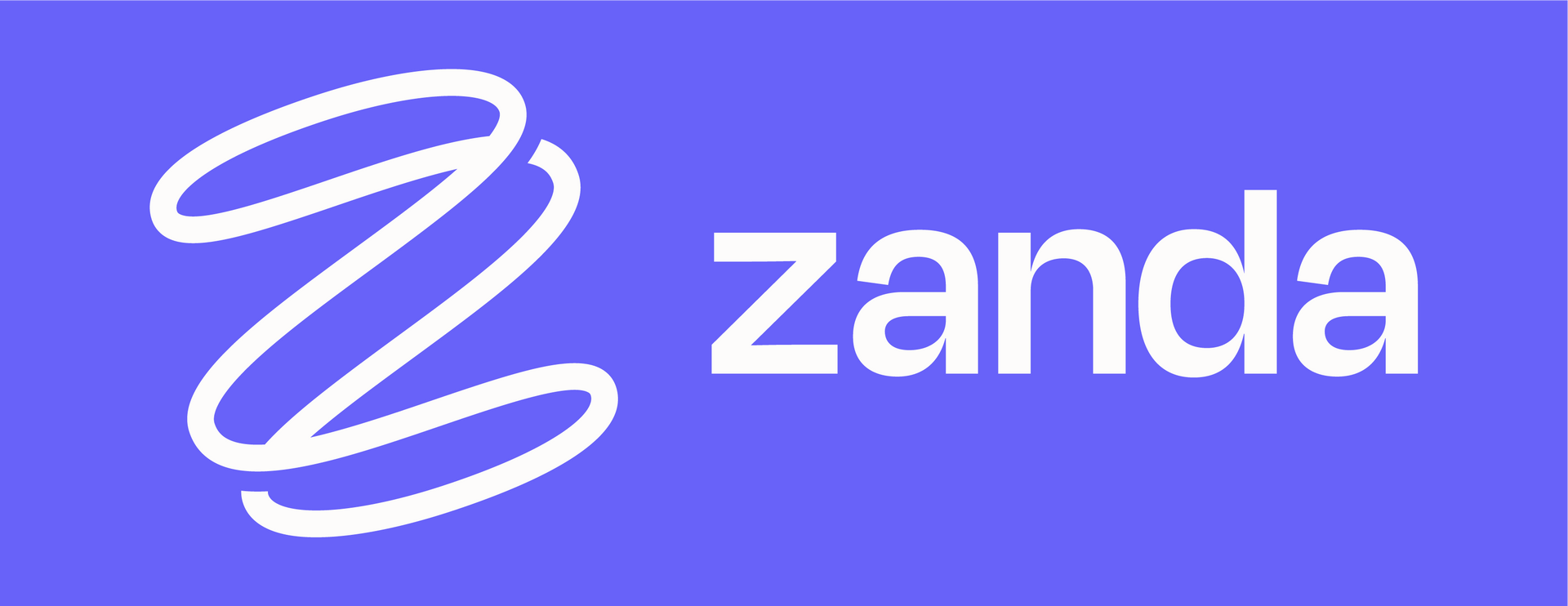 Zanda logo on a purple background. White stylized 