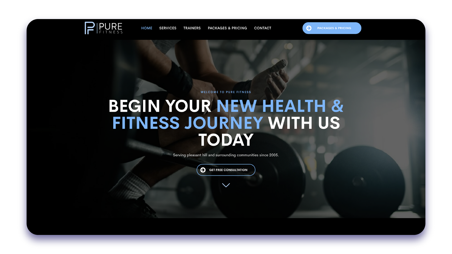 A screenshot of a website that says `` begin your new health & fitness journey with us today ''.