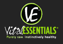 A logo for vital essentials purely raw instinctively healthy