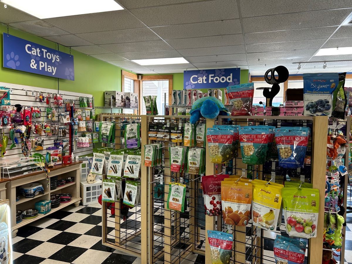 A store filled with lots of cat toys and cat food.