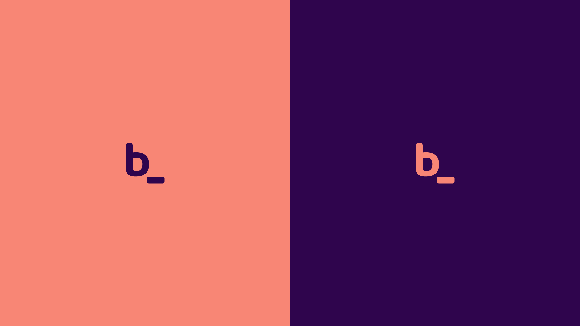Identidade visual da Bria com o símbolo “b_” em versões contrastantes, representando versatilidade da marca.